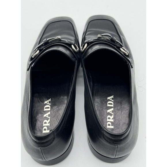 Prada Black Leather Buckle Loafers Men's US 7 Made in Italy New In Box - Picture 9 of 13